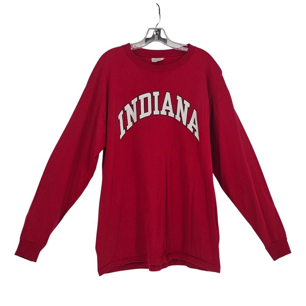 Vintage Steve & Barrys Indiana University LS T Shirt XL Red Single Stitch Retro